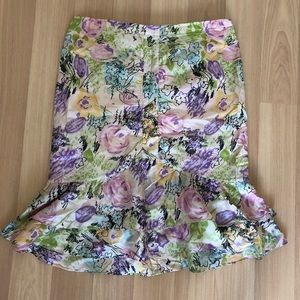 Beautiful silk floral skirt with ruffles